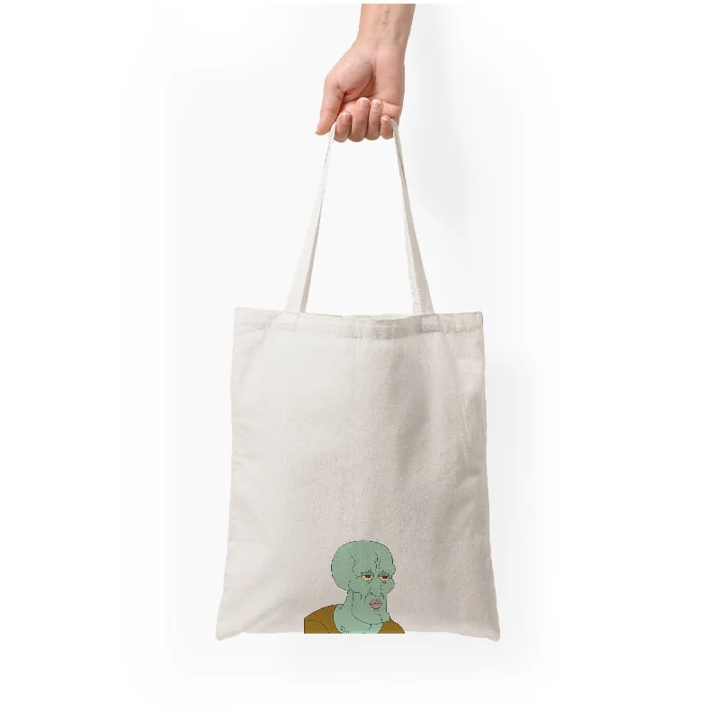 Minimalist Bags For Clean And Modern Aesthetics Muscly Squidward Tote Bag Designer-Inspired Bags At Reduced Prices