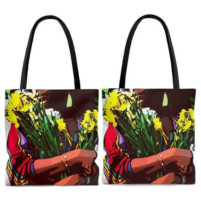 Additional Time-Limited Offers Black Woman Flowers Tote Bag Classic Totes, Exclusive Deals