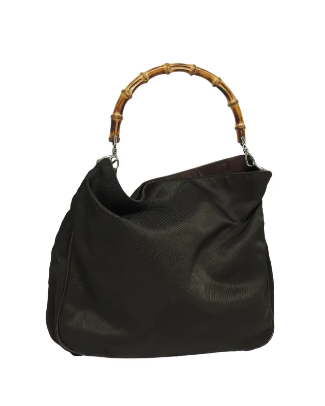 Summer Deals Bamboo Handle Nylon Handbag with Drop Handle Elegant Bags, Limited Stock Available Summer Deals Bamboo Handle Nylon Handbag with Drop Handle Elegant Bags, Limited Stock Available
