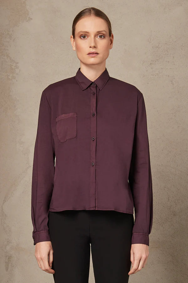 Retro Style Promotions Stretch Cotton Oversize Shirt - Burgundy