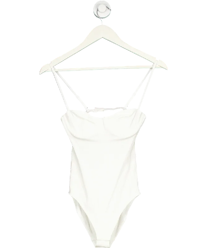 Casual Chic Deals H & M White Ribbed Body Suit UK 34B