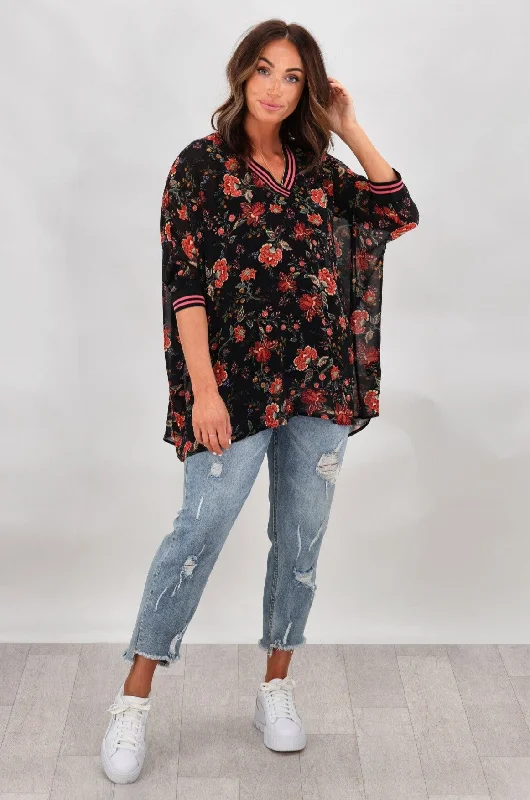 Hot Brand Discounts Shine On Label Tylee Top Top Black Floral