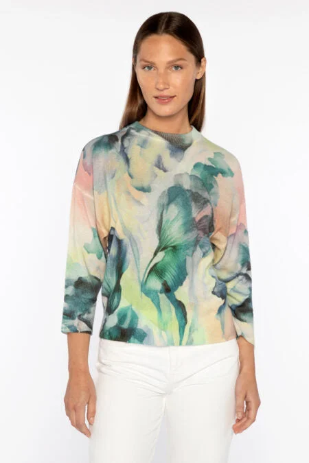 Chic Style, Always In Vogue Kinross Cashmere Romantic Floral Crew