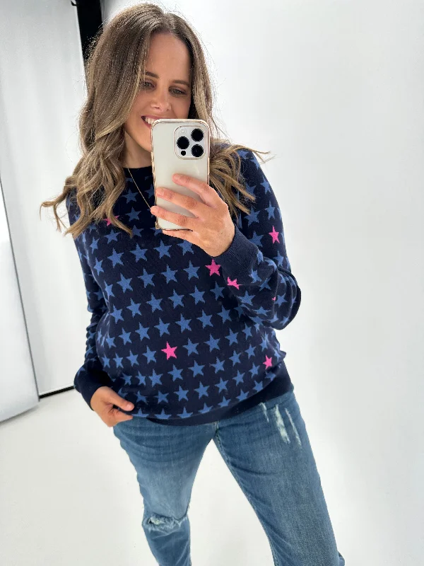 Vintage Style Deals Sugarhill Brighton Rosie Jumper Colourpop Stars Navy