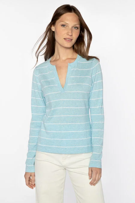 Seasonal Style Discounts Kinross Cashmere Stripe Splitneck Crew