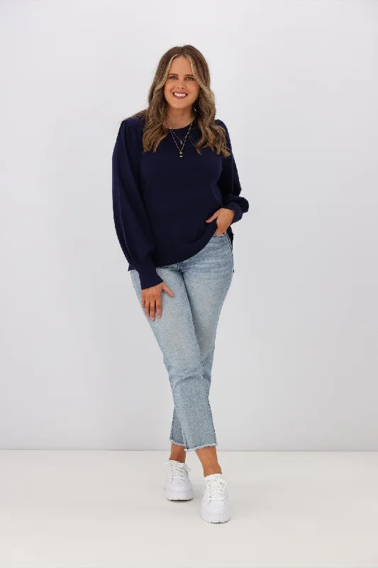 Final Sale Betty Basics Charlotte Knit Jumper Dark Blue