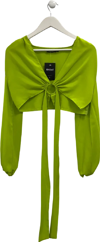 Seasonal Trends Nasty Gal Green Ring Detail Waist Tie Top UK 8