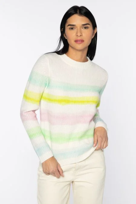 Mega Sales Kinross Cashmere Painted Stripe Crew