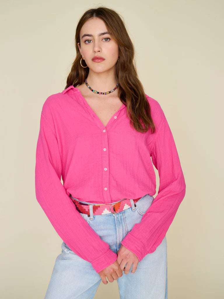 Casual Chic Scout Gauze Shirt - Pink Raspberry