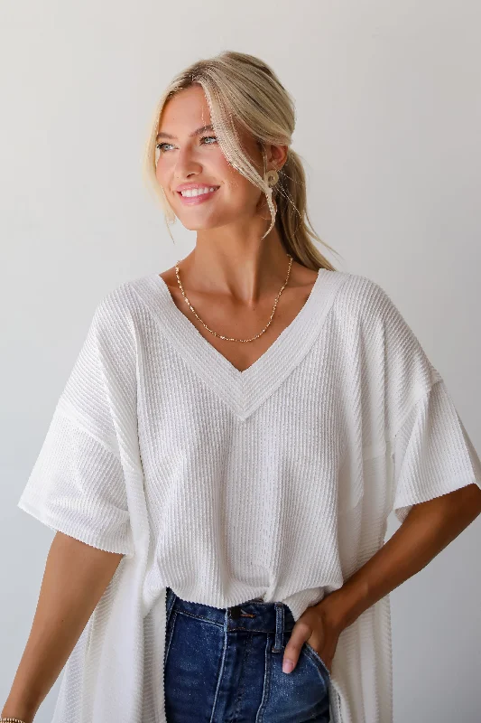 Limited Stock, Big Discounts FINAL SALE - Essential Pick Off White Corded Top