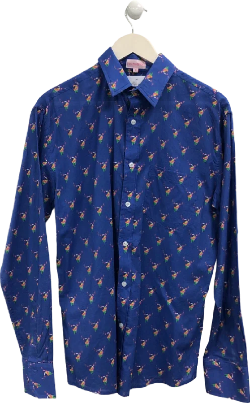 Ride The Style Wave Frangipani Blue Patterned Shirt UK M