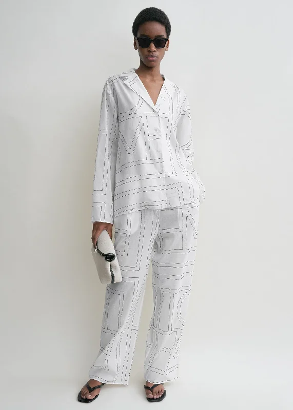 Get The Latest Trends Monogram cotton pj top white/black