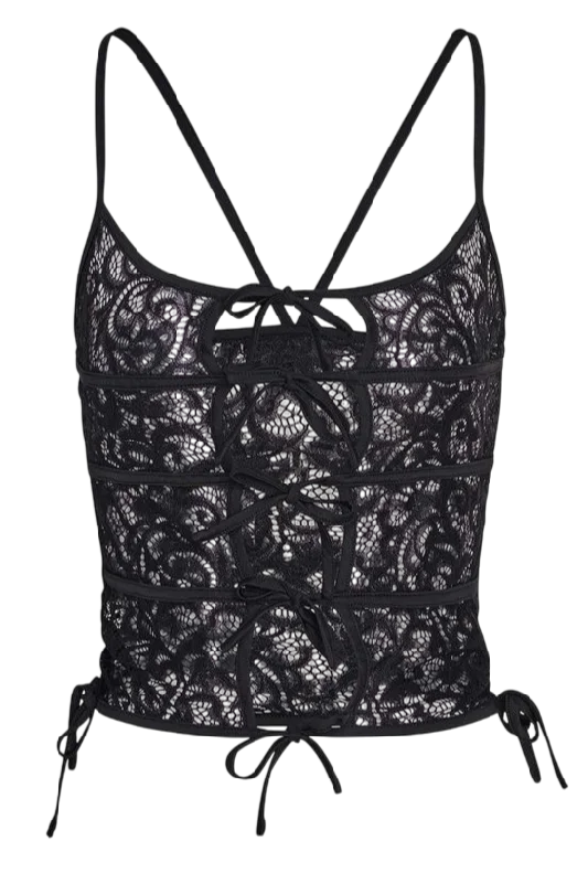 End Of Season Sale I AM GIA Lysandra Black Lace Top UK M