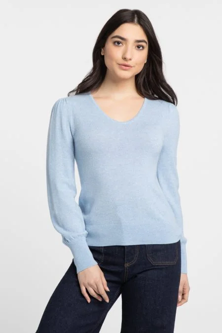 Unleash Your Fashion Kinross Cashmere Gathered Sleeve Vee