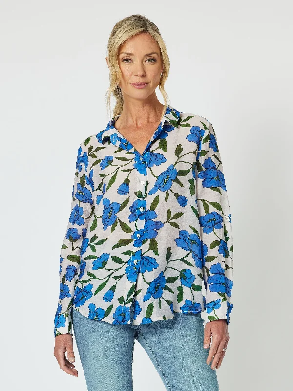 Chic And Edgy Gordon Smith Eden Floral Print Shirt Cobalt