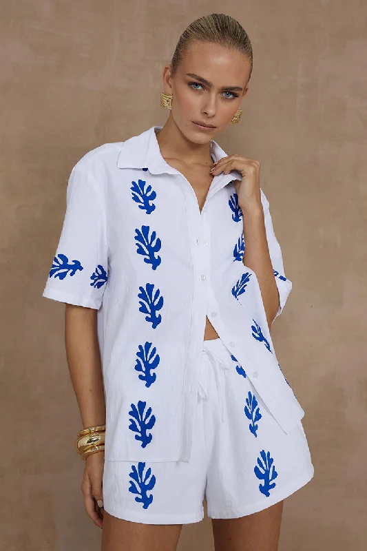 Affordable Luxury Fashion AMALIA SHIRT - WHITE/BLUE