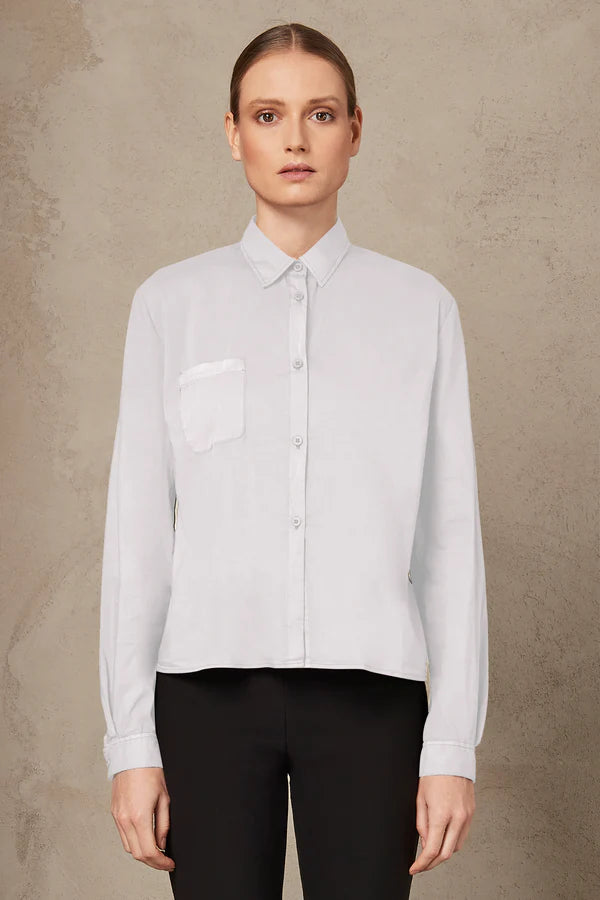 Casual Chic Deals Stretch Cotton Oversize Shirt - White