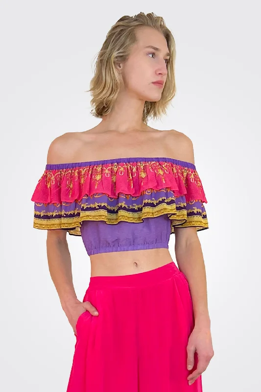 Huge Markdowns Off the Shoulder Ruffle Top - Dahlia Lily