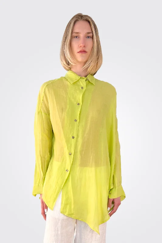 Chic Style, Always In Vogue Asymmetrical Shirt - Lime