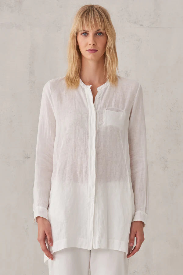 Fashion Forward Long Linen Shirt - White