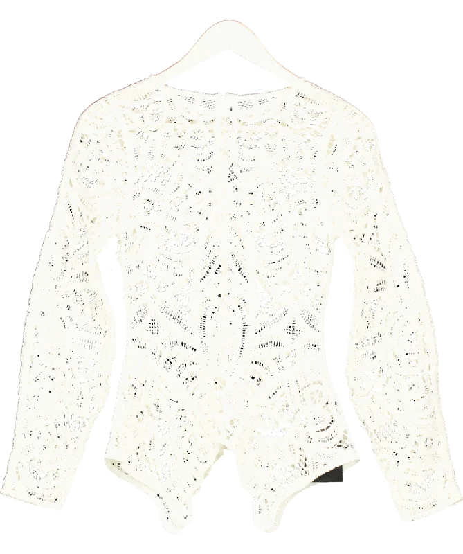 Seasonal Sale & Other Stories Cream Crochet Lace Peplum Top UK XS/S