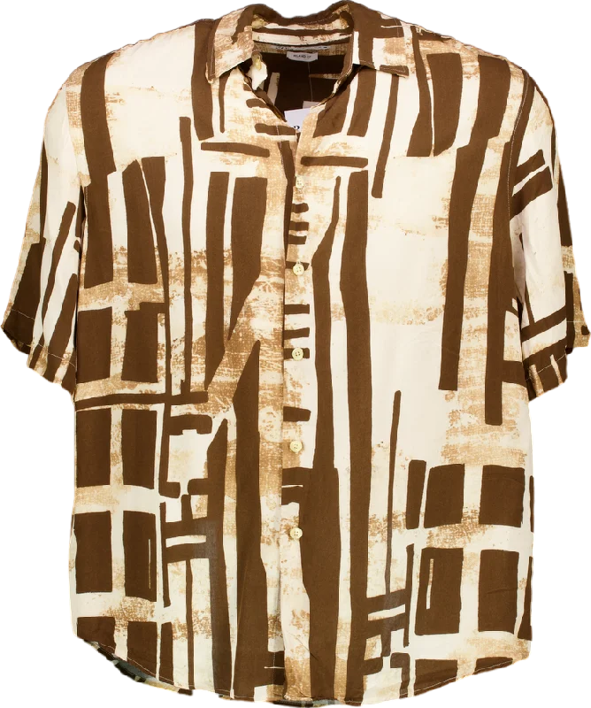 Absurdly Cheap Sale Zara Brown Geometric Print Relaxed Fit Shirt UK L