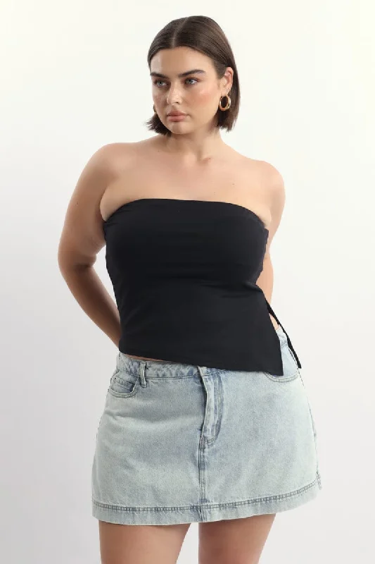 Hot Styles Black Bandeau Asymmetric Top Supersoft