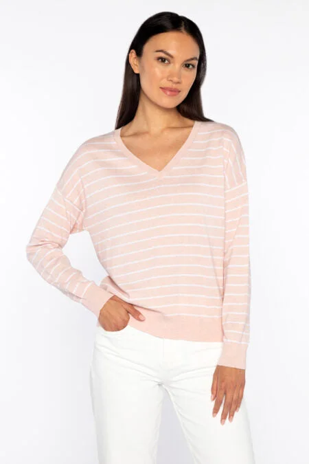 Valentine's Special Kinross Cashmere Easy Stripe Vee