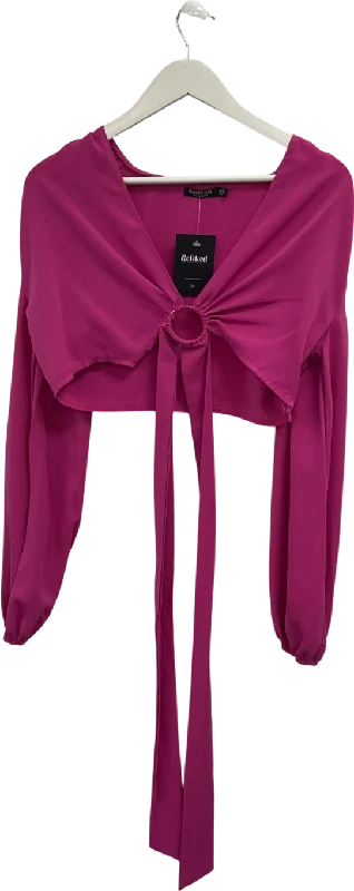 Exclusive Sale Nasty Gal Pink Ring Detail Tie Waist Top UK 8