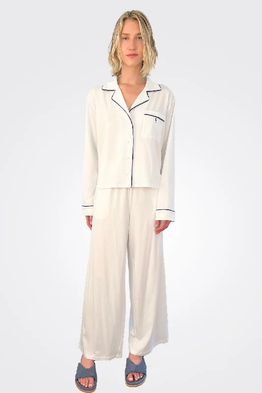 Fashion Sale Jersey Pajama Set - White