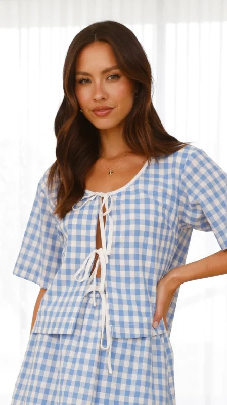 Special Offers Madison Top - Blue/White Gingham