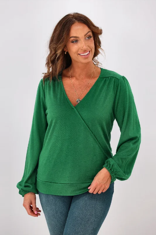 New Styles Just In Alpine by Shine On Petra Crossover Merino Top Emerald