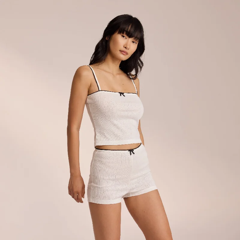 Fashionable Comfort Promotions Pointelle Strappy Pyjama Top - White