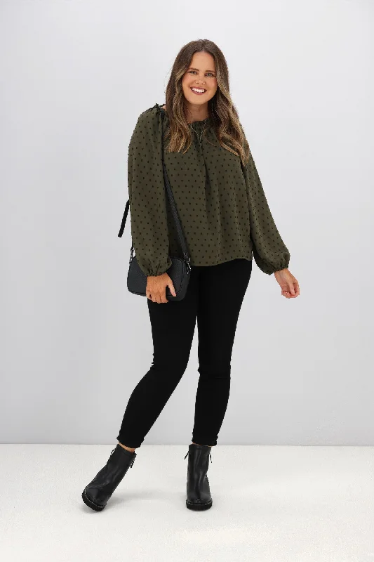 The Good Stuff Stella + Gemma Ettie Top Khaki Green