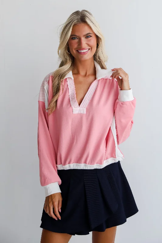 Flash Sale Starts FINAL SALE - Charming Element Pink Collared Top