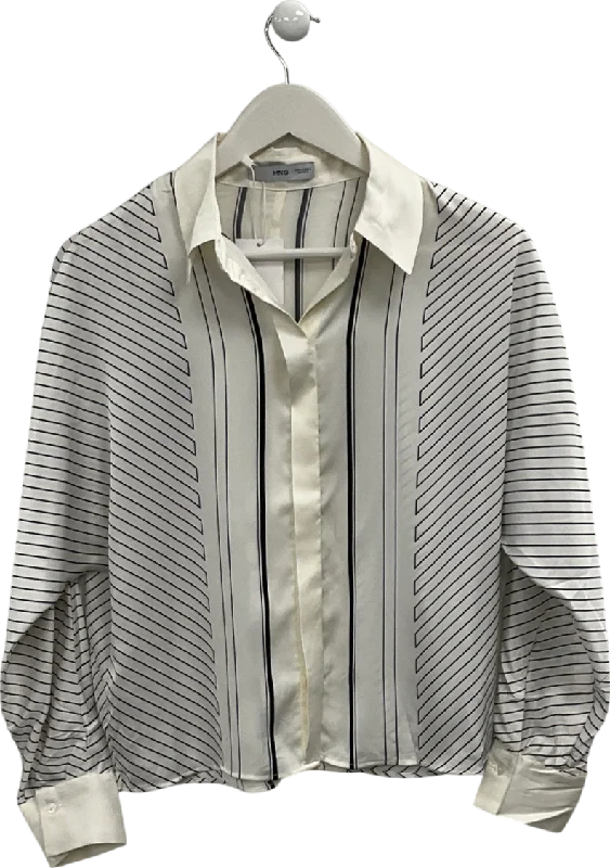 Hot Sale MANGO Cream Striped Satin Shirt UK XS