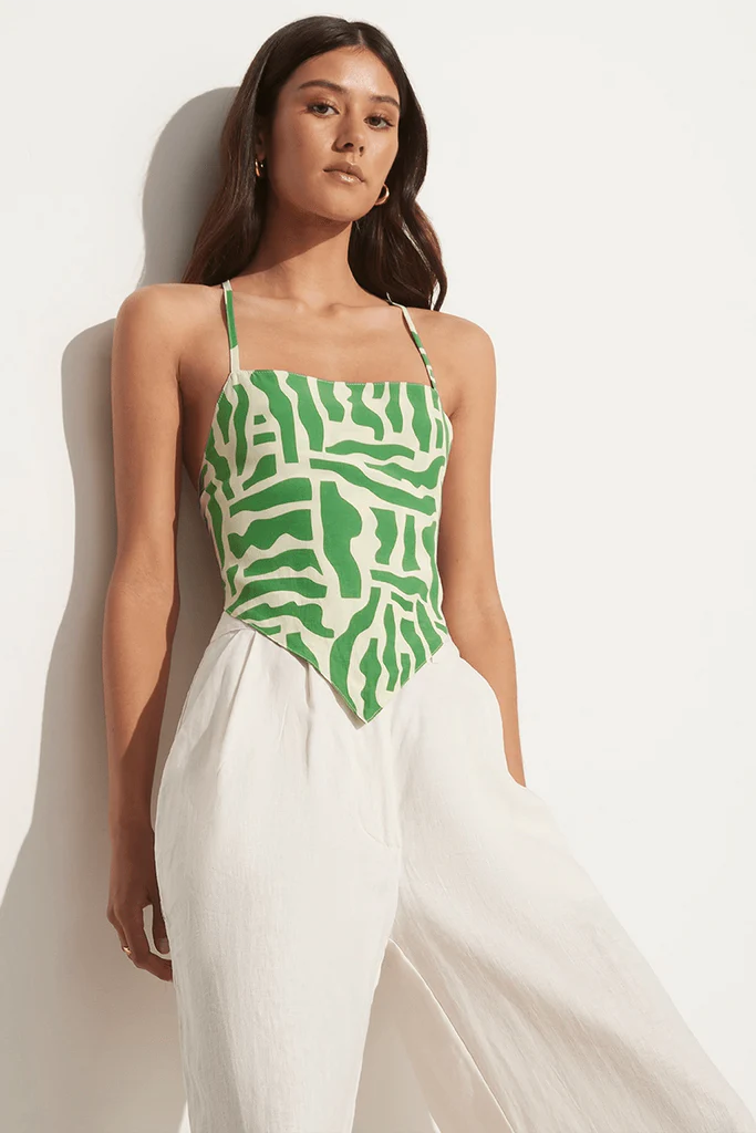 Relaxed Style Tereva Top - Tulli Print Green