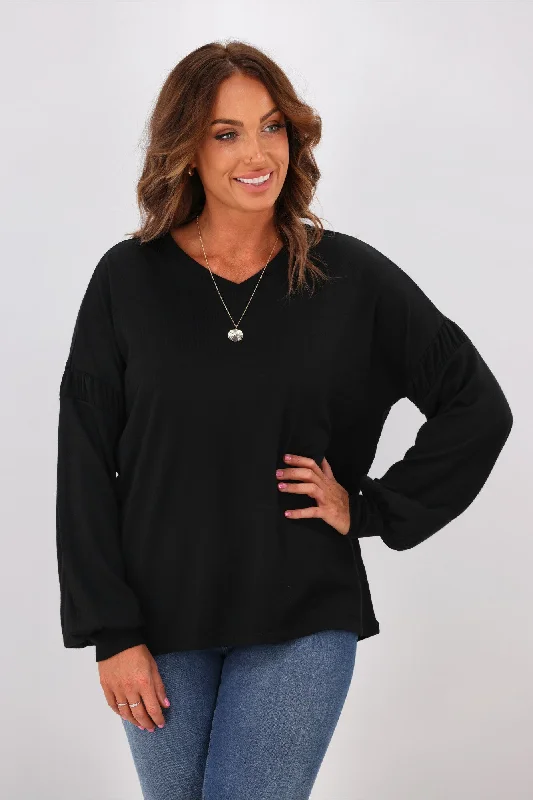 Big Discounts Alpine by Shine On Megan Drop Shoulder Merino Top Black