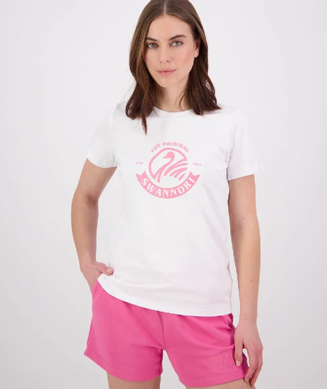 Cozy Chic Promotions Swanndri Womens Original V3 T Shirt White/Raspberry