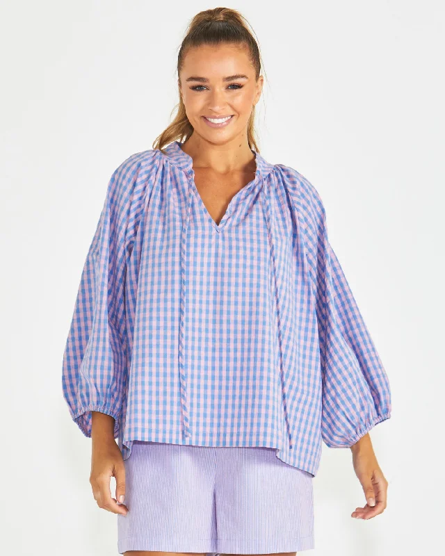 The Latest Fashion Trends Sass Phillipa Top Blue Pink Gingham