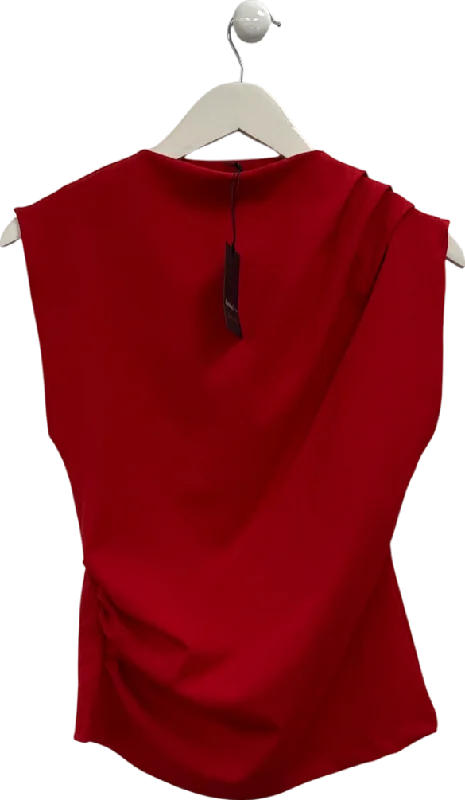 Enjoy Discount River Island Red Ruched Asymmetric Top UK 10