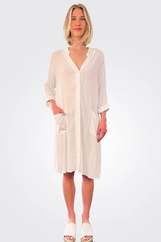 New Arrivals Viscose Shirt Dress - White