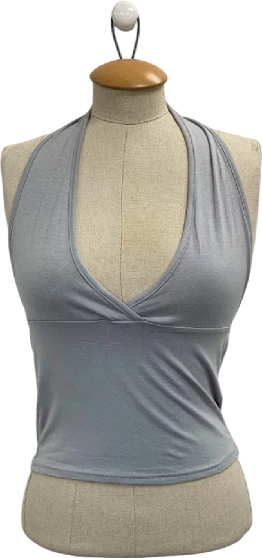 On-Trend Fashion Offers PrettyLittleThing Grey Modal Cotton Wrap Bust Halter Top UK 8