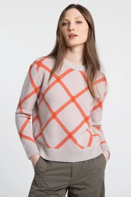 Mega Sale Kinross Cashmere Reversible Bias Plaid Crew