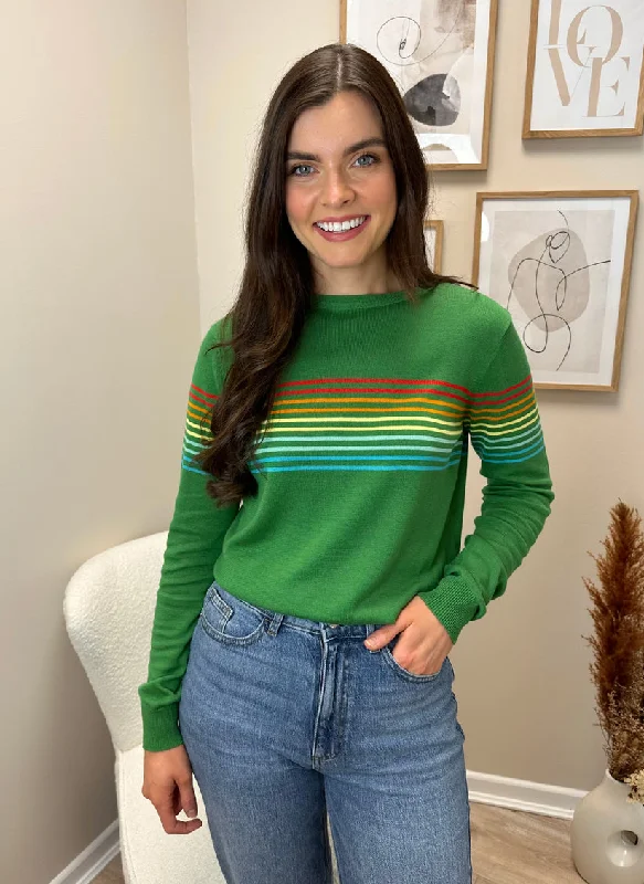 Urban Elegance Deals Sugarhill Rita Jumper Rainbow Lines Green