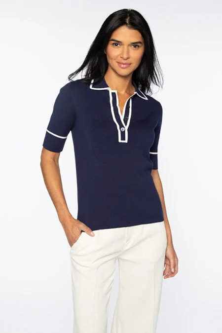 Shop Sales Kinross Cashmere Tipped Button Polo