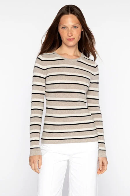 Everyday Elegance Sale Kinross Cashmere Thermal Stripe Crew