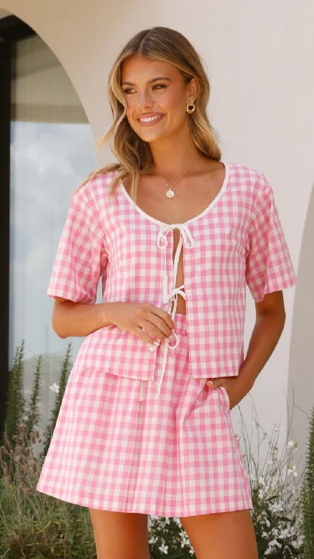 Best Sellers Madison Top - Pink/White Gingham