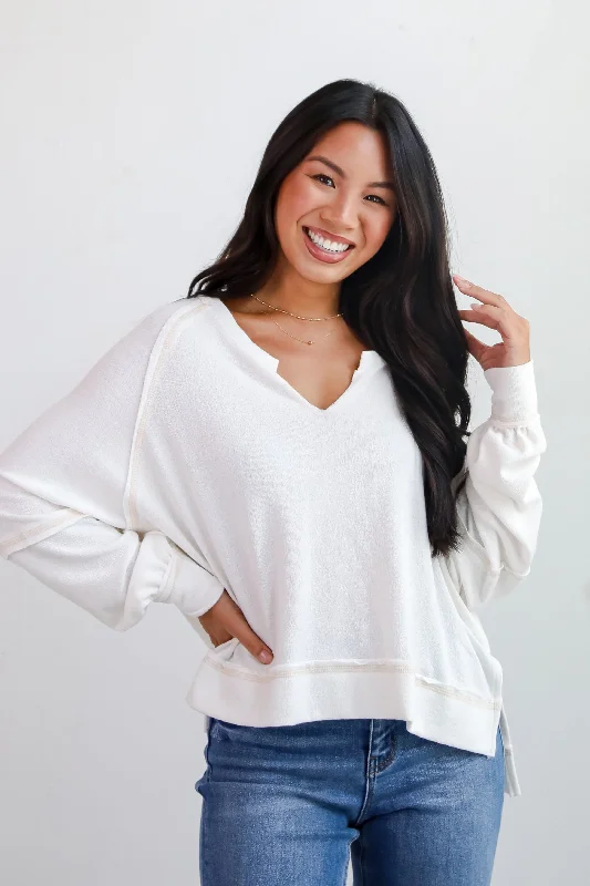 Vintage-Modern Style Offers FINAL SALE - Comfy Passion White Terry Cloth Top