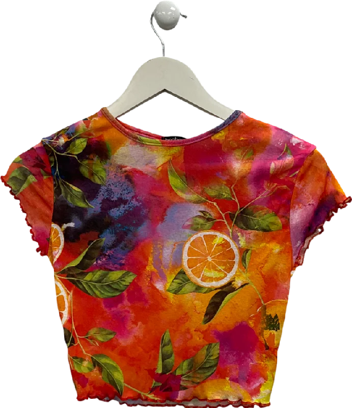 Boutique Styles PrettyLittleThing Multicoloured Fruit Print Lettuce Hem Top UK 8